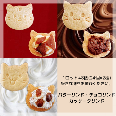 【ど冷えもん対応不可】猫型クッキーサンド ★好きな味を備考欄に記載ください★