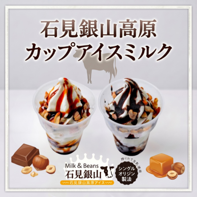 石見銀山高原カップアイスミルク（チョコナッツ・キャラメルナッツ）【ど冷えもん対応不可・無人店様販売不可】